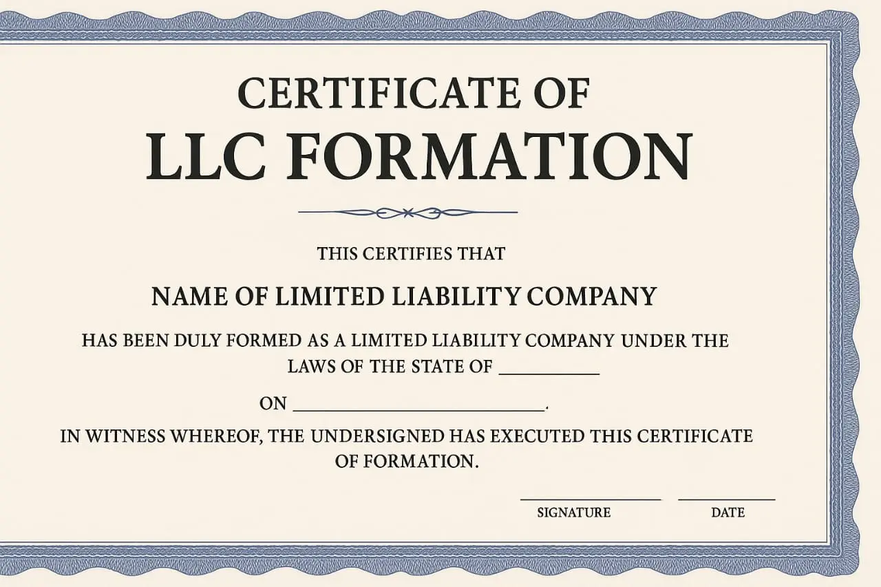 LLC formation cirtificate